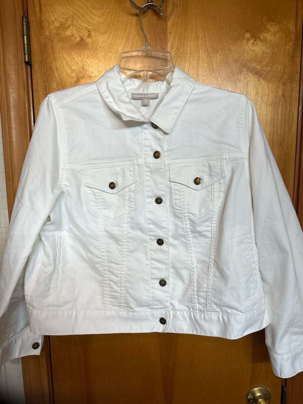 Woman Within White Denim Jacket Women’s 18W Plus Size Button Front